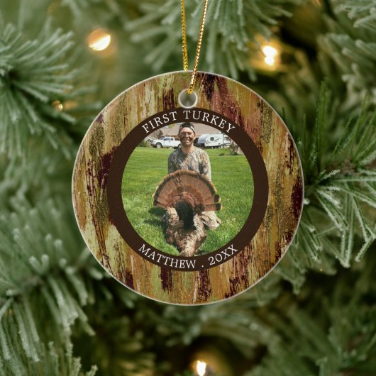Hunter FIRST TURKEY Fotocamouflage, speciaal geper Keramisch Ornament (Boom)