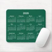 Hunter Green and White 2026 Calendar Muismat (Met muis)