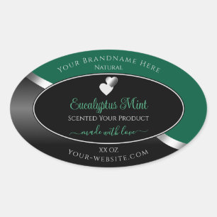 Hunter Green Black Wavy Silver Heart Product Label