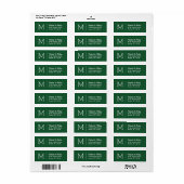 Hunter Green Custom Monogram Etiket (Full Sheet)