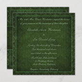 Hunter Green  Damask Wedding Invitations Kaart (Voorkant / Achterkant)
