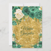 Hunter Green Dress 1 Charra Mis Quince Uitnodiging (Achterkant)