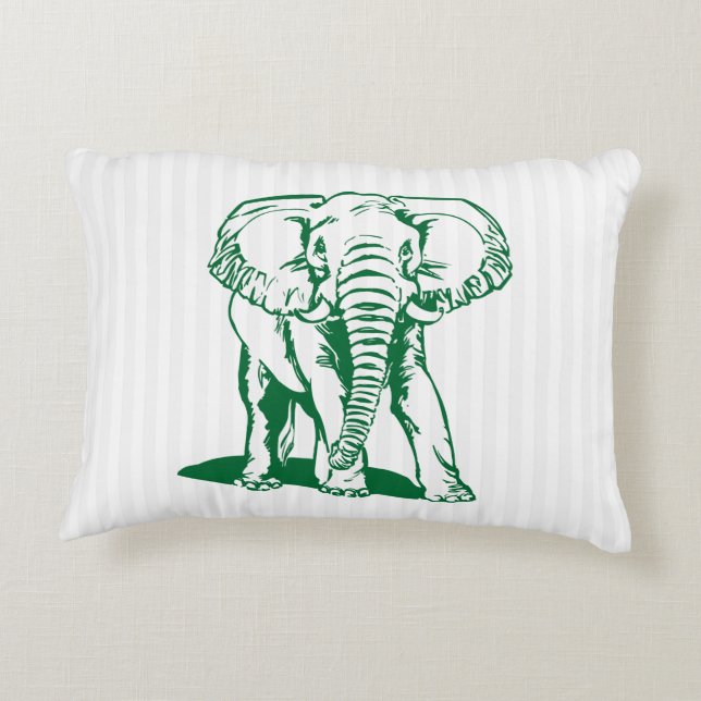 Hunter Green Elephant Line Drawing Accent Pi Accent Kussen (Achterkant)