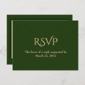 Hunter Green en Gold Menu RSVP (Voorkant / Achterkant)