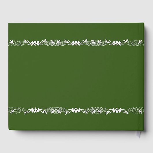 Hunter Green en White Design Guest Book Gastenboek (Achterkant)