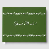 Hunter Green en White Design Guest Book Gastenboek (Voorkant)