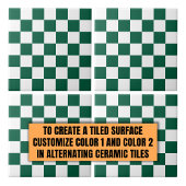 Hunter Green en White geruit Tegeltje