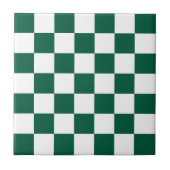 Hunter Green en White geruit Tegeltje (Voorkant)