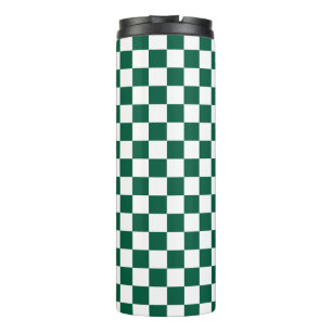 Hunter Green en White geruit Thermosbeker