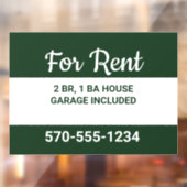 Hunter Green en White Modern House for Hent Raamsticker (Vel 2)