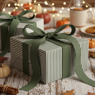 Hunter Green en White Stripes Patroon Cadeaupapier