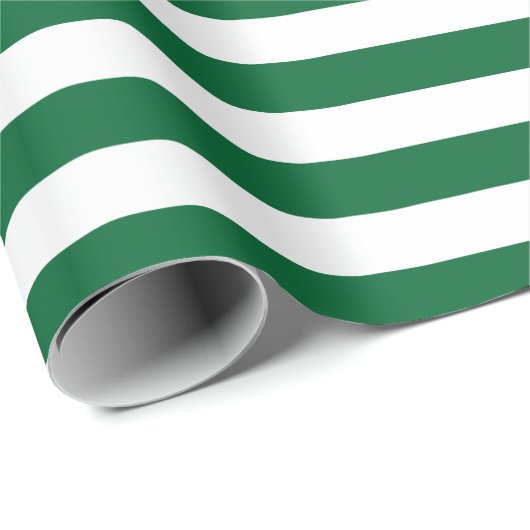 Hunter Green en White Stripes Pattern Cadeaupapier (Rol Hoek)