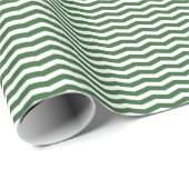 Hunter Green en White Wavy Stripes Cadeaupapier (Rol Hoek)