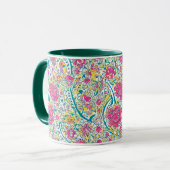 Hunter Green Floral Arabic Pattern Mok (Voorkant links)