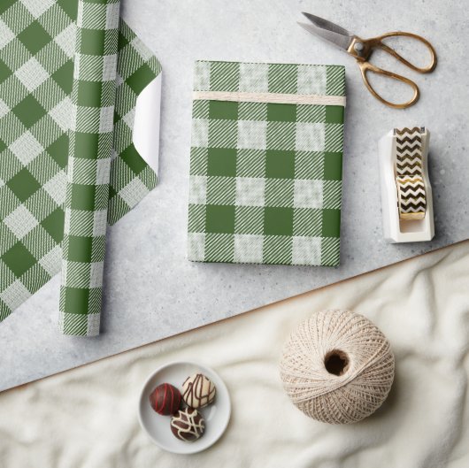 Hunter Green Gingham Pset Wrapping Paper Cadeaupapier (Crafts)