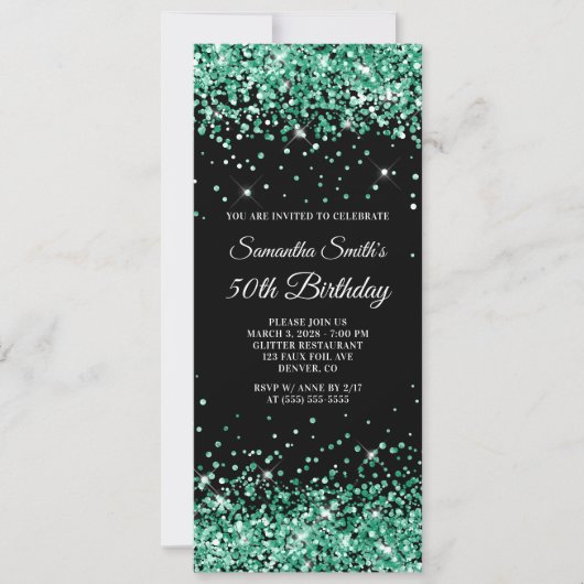 Hunter Green Glitter Black 50e verjaardag Kaart (Voorkant)