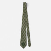 Hunter Green Gold Snowflakes Pattern Monogramed Stropdas (Voorkant)