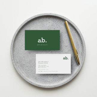 Hunter Green Monogram | Modern minimalistisch Visitekaartje