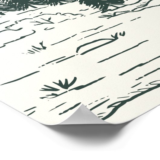 Hunter Green Mountain Sketch Wedch Welkomstteken Poster (Hoek)