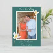 Hunter Green Photo Flat Save the Date Kaart (Staand voorkant)