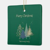 Hunter Green Pink & Gold Christmas Trees  Keramisch Ornament (Links)