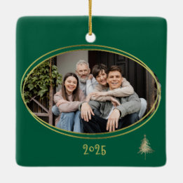 Hunter Green Pink & Gold Christmas Trees  Keramisch Ornament