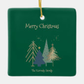 Hunter Green Pink & Gold Christmas Trees  Keramisch Ornament (Voorkant)