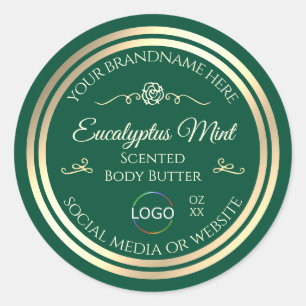 Hunter Green Product Label Gold Lijst met Logo