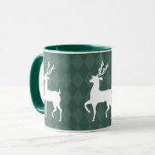 Hunter Green Reindeer Kerstmis Mok (Voorkant links)