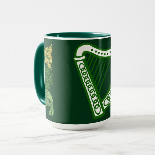 Hunter Green Saint Patrick's Day Irish Harp Celtic Mok (Voorkant links)