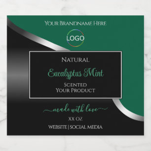 Hunter Green Wavy Silver Black Logo Productlabels Likeurfles Etiket