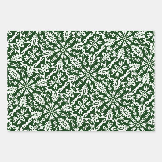 Hunter Green & White Patroon Inpakpapier Vel (Voorkant)