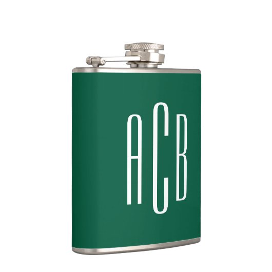 Hunter groen en wit drie letter monogram heupfles (Rechts)