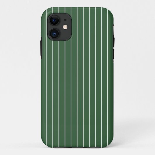 Hunter Groen en Wit Dun Horizontaal Gestreept Case-Mate iPhone Case (Achterkant)