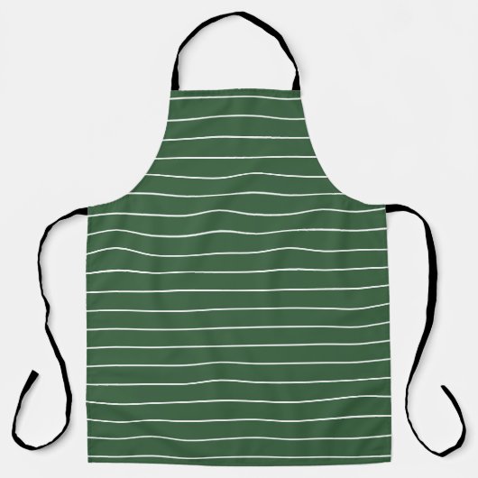 Hunter Groen en Wit Dun Horizontaal Gestreept Schort (Voorkant)