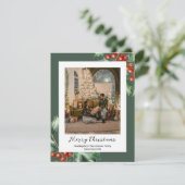 Hunter groen retro holly feestdagenkaart (Staand voorkant)