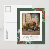 Hunter groen retro holly feestdagenkaart (Voorkant / Achterkant)