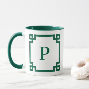 Hunter Groene Griekse Key Border Monogram Mok