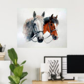 Hunter Horses Portrait Poster Print (Thuiskantoor)