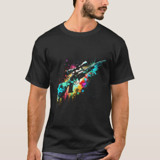 Hunter Hunting Splash Art Hunter Jacht Geweer Bol T-shirt