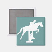 Hunter Jumper Horse & Rider (wit) Magneet (Voorkant / Achterkant)