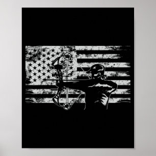 Hunter Me Hunter Archer American Flag Bowhunting Poster