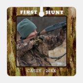 Hunter One fotocamouflage gepersonaliseerd Metalen Ornament (Voorkant)