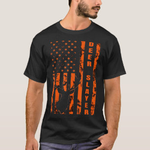 Hunter Oranje Camo American Flag Deer Slayer Hunti T-shirt