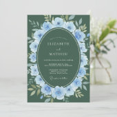 Hunter Periwinkle Bloem Bruiloft Kaart (Staand voorkant)