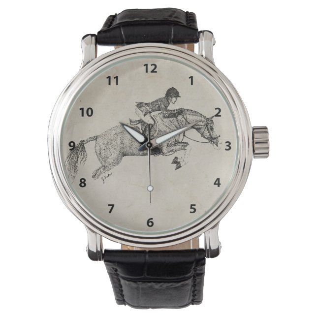 Hunter Pony Pointillism Horloge (Voorkant)