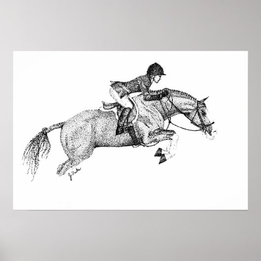 Hunter Pony Pointillism Poster (Voorkant)