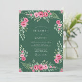 Hunter Roze Blad Bruiloft Kaart (Staand voorkant)