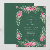 Hunter Roze Blad Bruiloft Kaart (Voorkant / Achterkant)