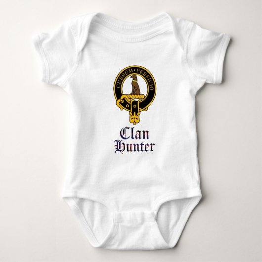 Hunter scottish crest en tartan clan name romper (Voorkant)